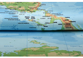 Digital Panel Stretch Cotton World Map Blue