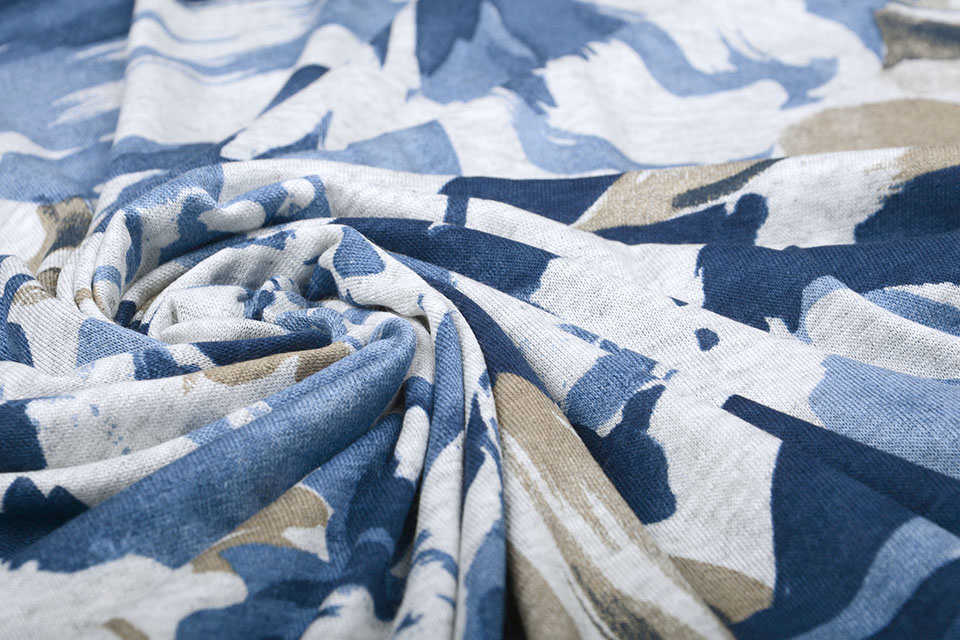 Viscose Jersey Gemêleerd Bloemen Blauw