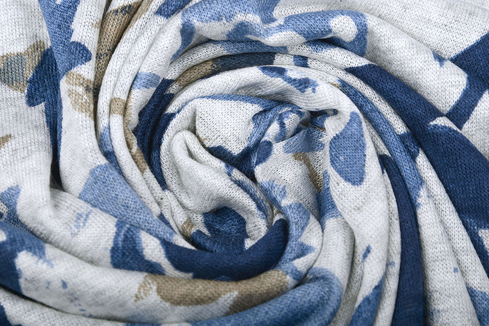 Viscose Jersey Gemêleerd Bloemen Blauw