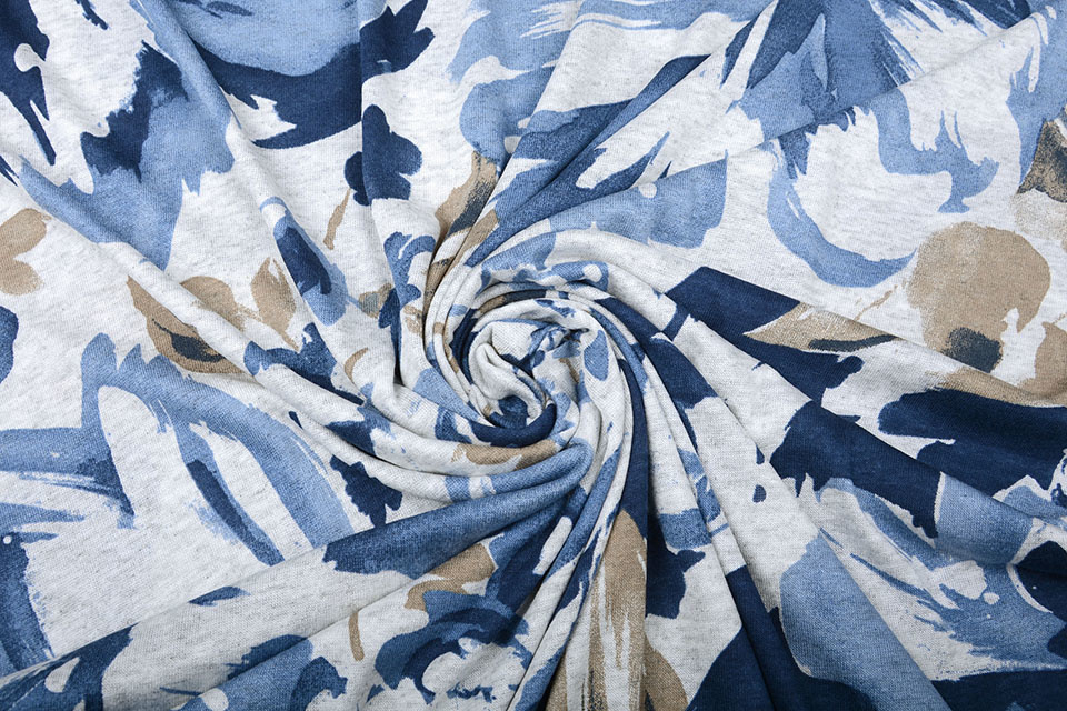 Viscose Jersey Gemêleerd Bloemen Blauw