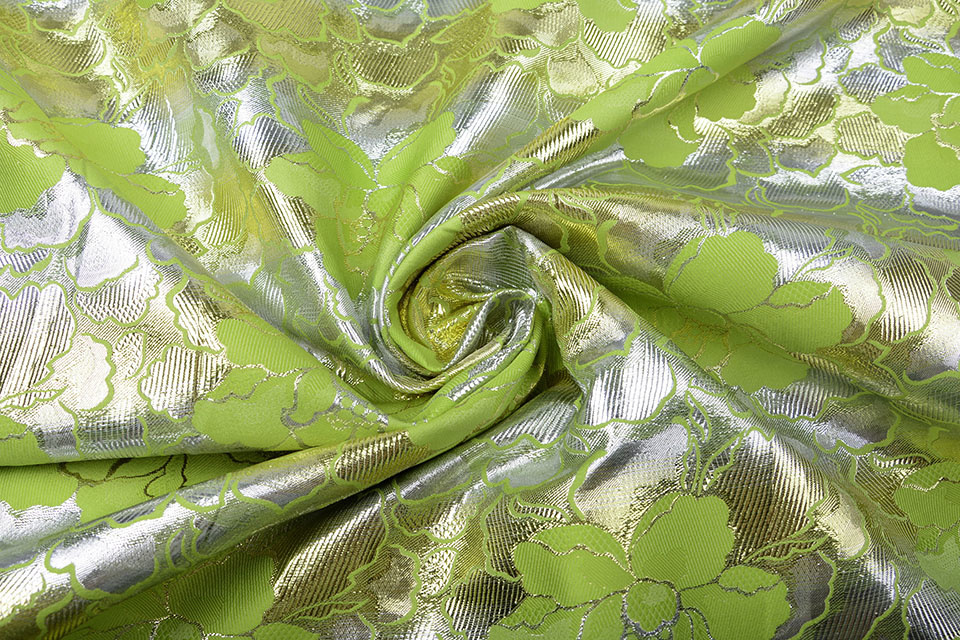 Brocade Flowers Lorea Silver Green