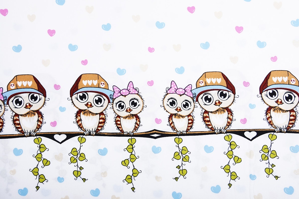 100% Cotton Owl With Hearts