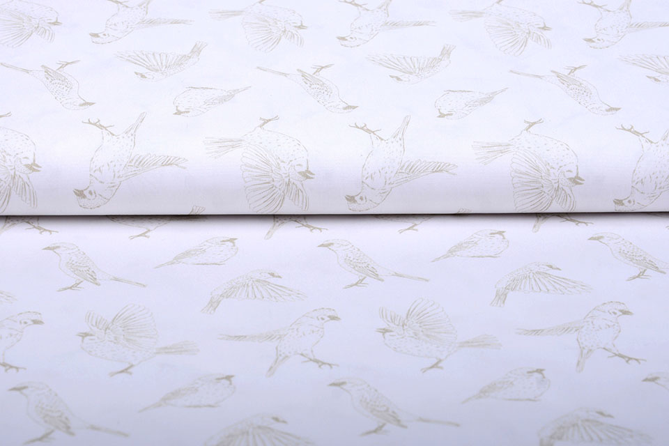 100% Digital Cotton Sparrows White Sand