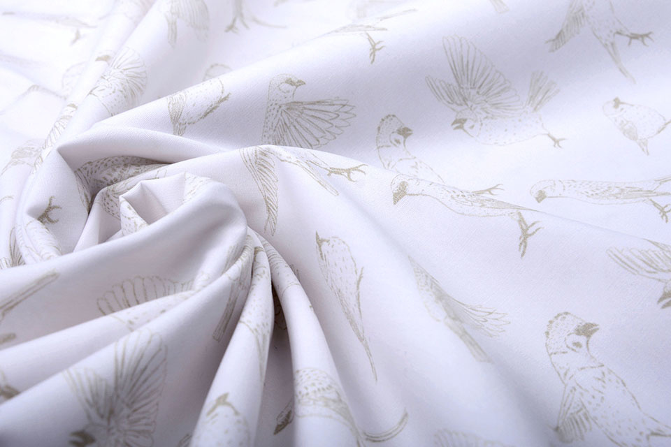 100% Digital Cotton Sparrows White Sand