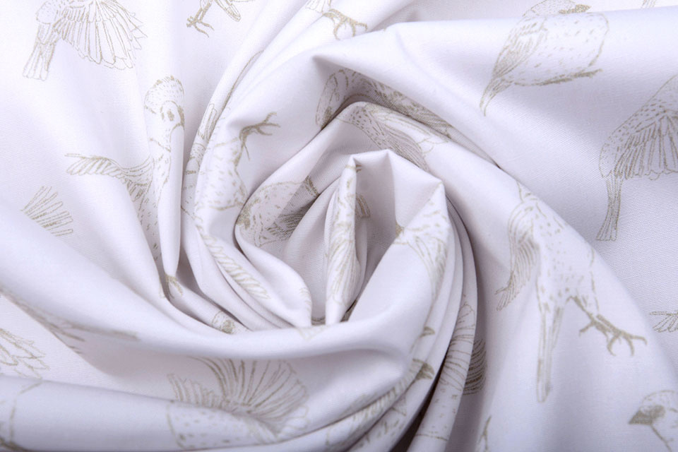 100% Digital Cotton Sparrows White Sand