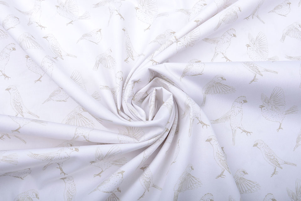 100% Digital Cotton Sparrows White Sand