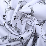 100% Digital Baumwolle Spatzen Weiß Schwarz