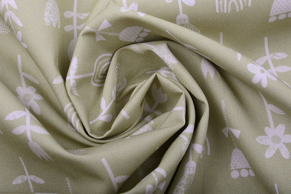100% Cotton Flowers Sand White