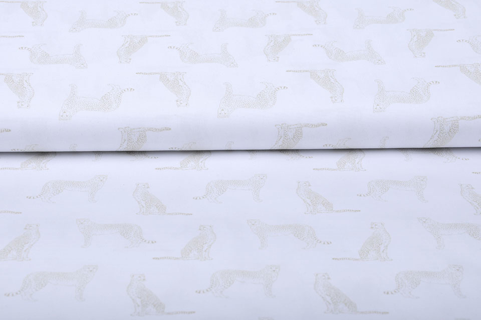 100% Digital Cotton Leopard White Sand
