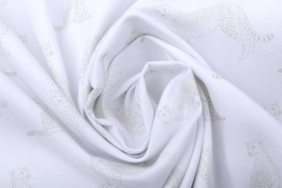 100% Digital Cotton Leopard White Sand