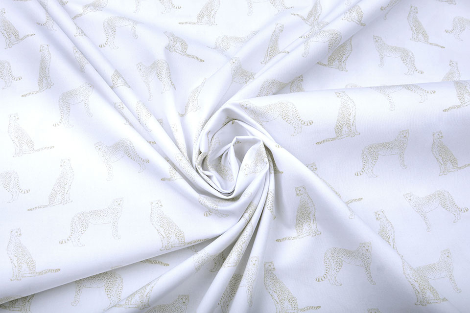 100% Digital Cotton Leopard White Sand