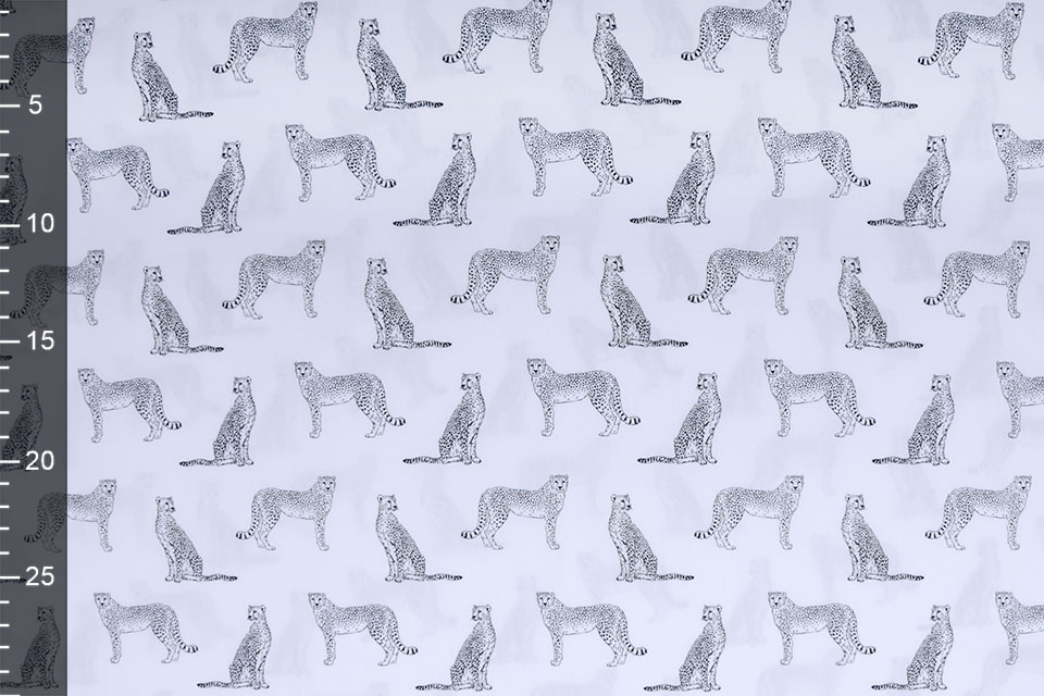 100% Digital Cotton Leopard White Black