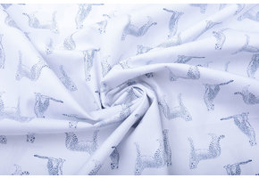 100% Digital Baumwolle Leopard Weiß Marine