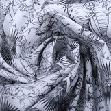 100% Digitaal Katoen Olifant in Oerwoud  Wit Zwart