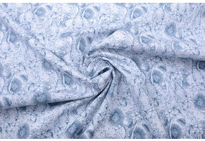 100% Digital Baumwolle Elefant im Dschungel Weiß Marine