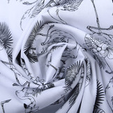 100% Digitaal Katoen Tropische Flamingo  Wit Zwart