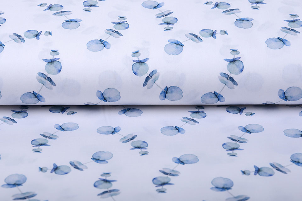 100% Digital Cotton Poppy Blue