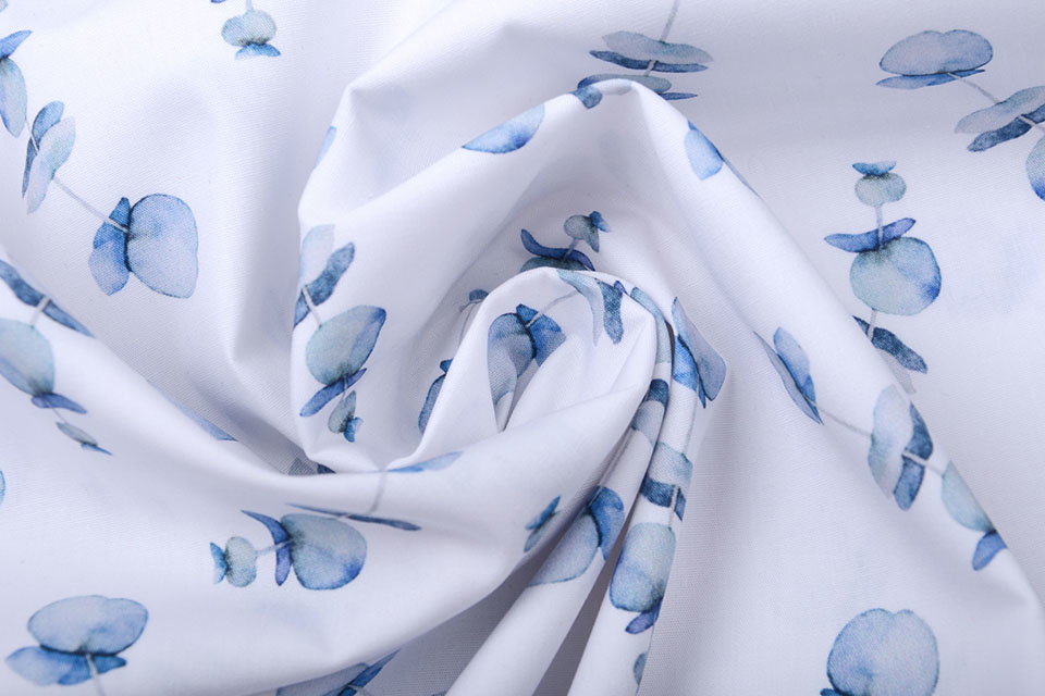 100% Digital Cotton Poppy Blue