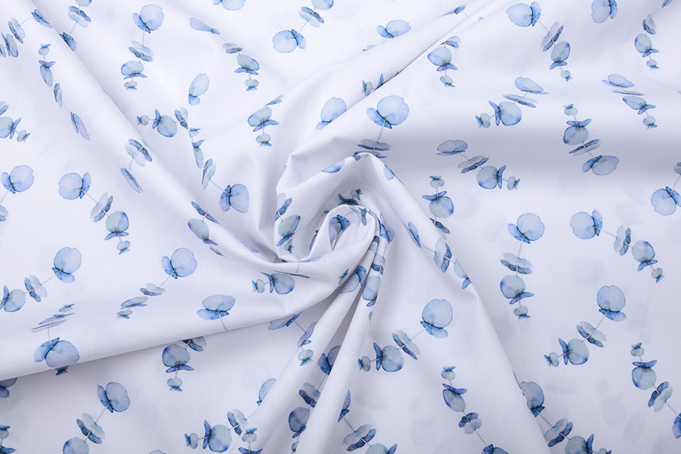 100% Digital Cotton Poppy Blue