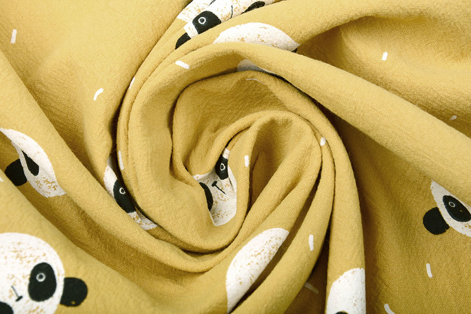 100% Washed Cotton Panda Ocher Yellow