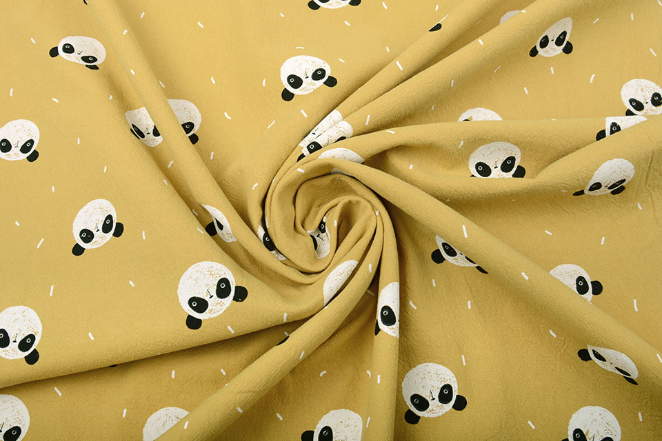 100% Washed Cotton Panda Ocher Yellow