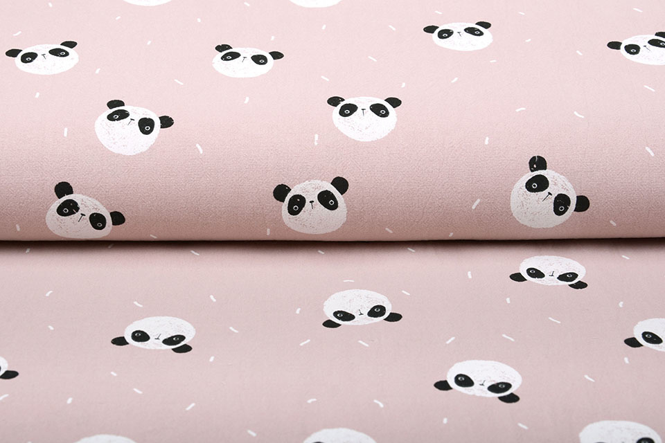 100% Gewaschene Baumwolle Panda Altrosa