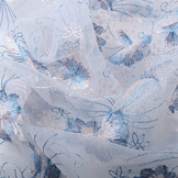 Mesh Geborduurd Bloem Blauw Roze