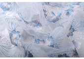 Mesh Embroidered Flower Blue Pink
