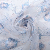 Mesh Embroidered Flower Blue Pink