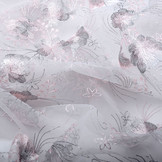 Mesh Embroidered Flower Silver Pink