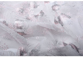 Netz Bestickt Blume Silber Rosa