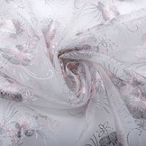 Mesh Geborduurd Bloem Zilver Roze