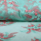Mesh Geborduurd Oliva Mint Roze