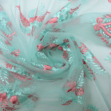 Mesh Geborduurd Oliva Mint Roze