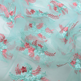 Mesh Geborduurd Oliva Mint Roze