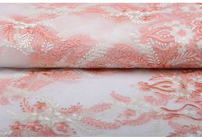 Mesh Geborduurd Oliva Creme Roze