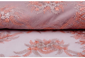 Netz Bestickt Oliva Altrosa - Rosa