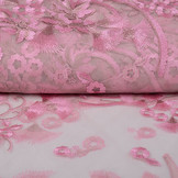 Mesh Embroidered Kipas Pink