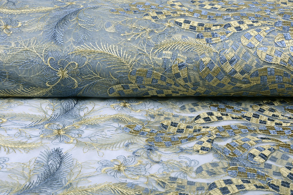 Mesh Geborduurd Koura Jeans Goud