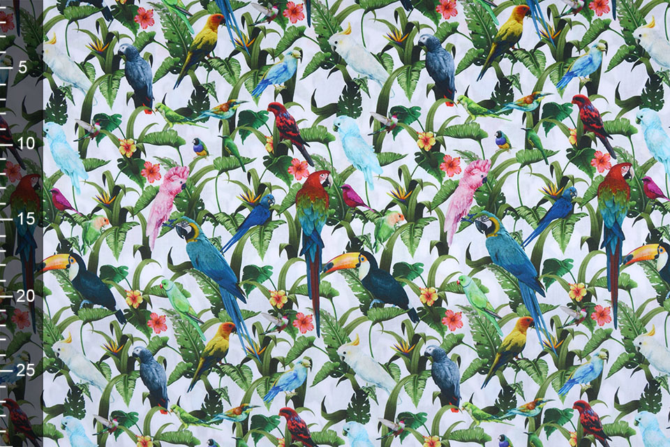 100% Digital Cotton Parrot White