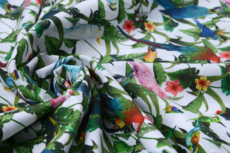 100% Digital Cotton Parrot White