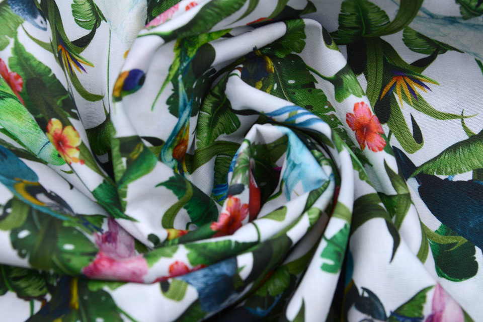 100% Digital Cotton Parrot White