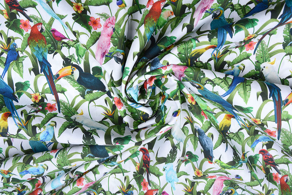 100% Digital Cotton Parrot White