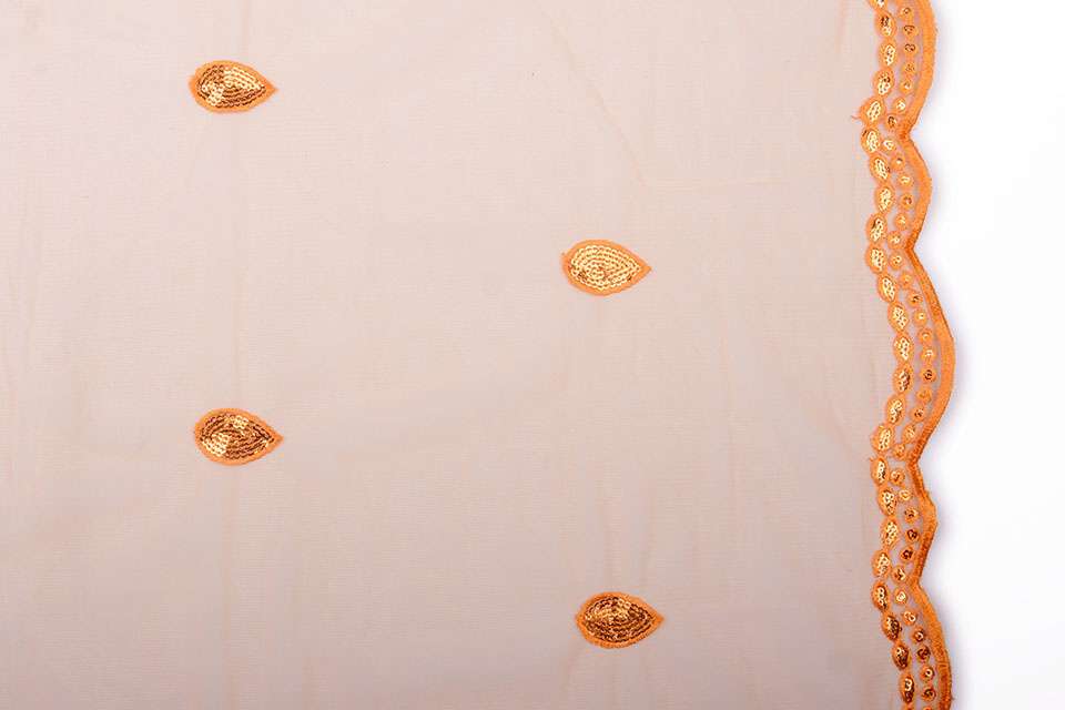 Mesh Embroidered Qatra Orange