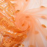 Mesh Embroidered Qatra Orange