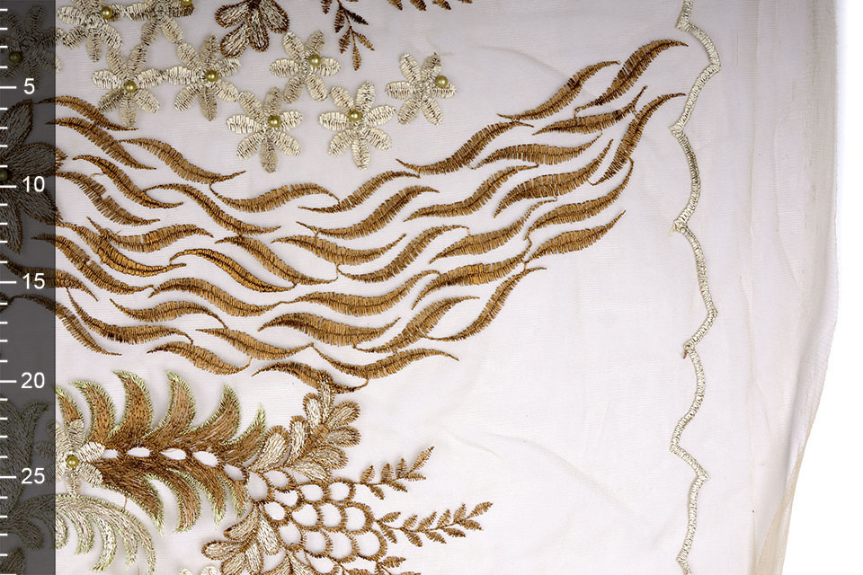 Mesh Embroidered Kazo Brown Green