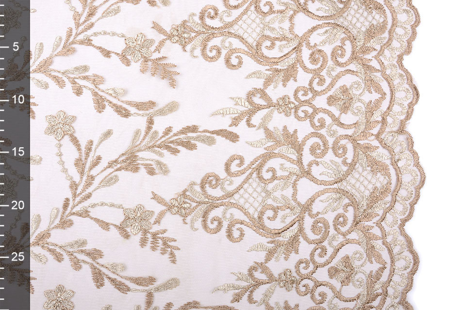 Mesh Geborduurd Manga Taupe