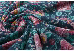 Nicky Velours Flowers Navy Blue