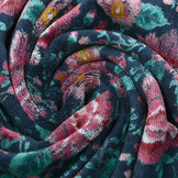 Nicky Velours Bloemen Marine Blauw