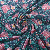 Nicki Samt Blumen Marine Blau